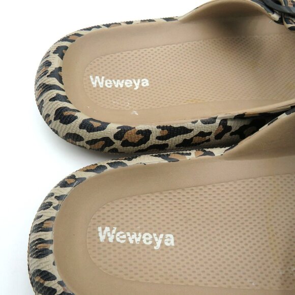 Weweya Shoes Womens Size 15 Leopard Print Slide Sandals Flip Flop Buckles - Picture 5 of 8